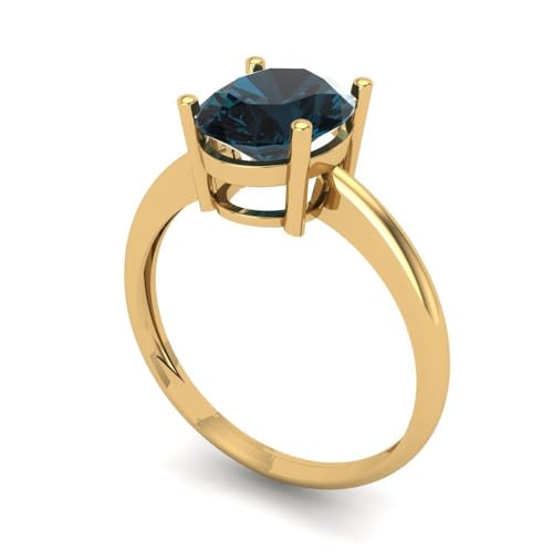 2.0 ct Oval Cut Natural London Blue Topaz 14k Yellow Gold Solitaire Wedding Engagement Bridal Promise Ring2