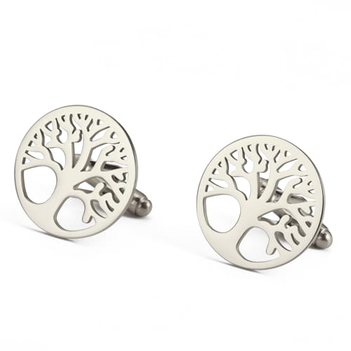 Dreamtimes - Dreamtimes Tuxedo Boutons de manchette pour homme Arbre de vie Homme Boutons de manchette ronds avec arbre généalogique Entreprise Mariage Groomsmen Cadeaux Costume Shirt Accessoires Boutons de