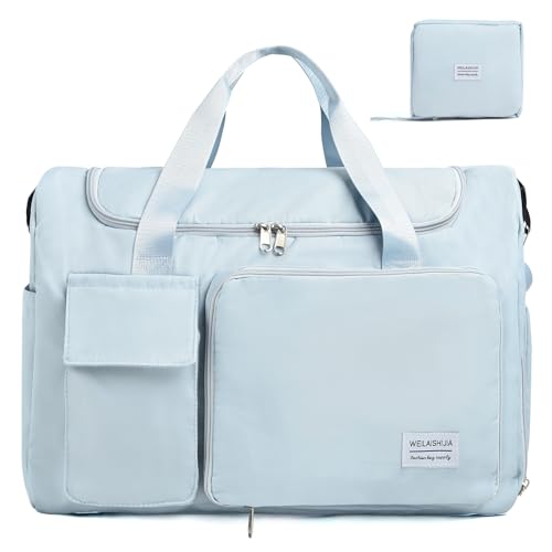 IwIeIaIrI Gym Bags for Women with Shoes Compartment Waterproof Tote Bag,Gym Bag for Weights Water Bottle,Travel Yoga Camping(Blue)