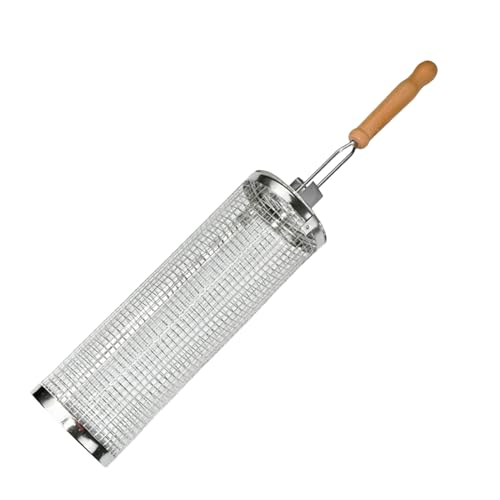 Tubo para red para barbacoa, pueblo básico de bebé - jaula jaula para cuadrícula a la parrilla para barbacoa rusable, jaula para cilindro para barbacoa en las redes de vegetales a base de acero inoxid