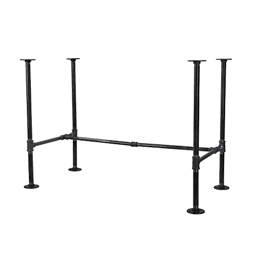 PIPE DECOR 106.7 cm.x76.2 cm. Vorgefertigte mattschwarze H-Rohr-Schreibtischbeine, industrielle schwarze Eisenbeschläge und authentisches Stahl-Sanitärrohr, DIY-Büro-Schreibtischbein-Set mit Hardware Cover