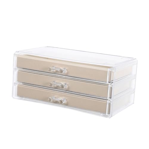 Hemobllo Organizador de Joyas con Transparentes Apilables Caja de Almacenamiento para Collar Pendientes y Anillos Organizador Compacto para Tocador y Dormitorio