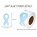 Light Blue Ribbon Stickers - Light Blue Ribbon Prostate Cancer, Trisomy 18 Disease, Thyroid Disease Awareness, Events Decoration and Fundraisers