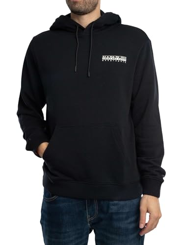 Napapijri Men's Sovana Back Graphic Pullover Hoodie, Black Beauty