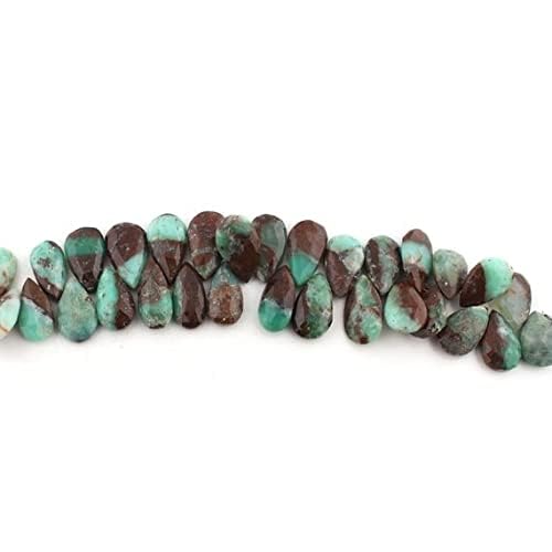 Chrysoprase bio facettée en briolettes poire LKBEADS pour création bijoux 8.5 pouces