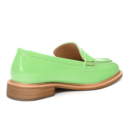 Image of JUSTDANNI Loafers for Women Slip On Shoes with Round Toe 1.2-Inch Low Chunky Block Heel Patent Comfortable Casual Dress Pump Shoes for Wedding Party Work Shopping Dating