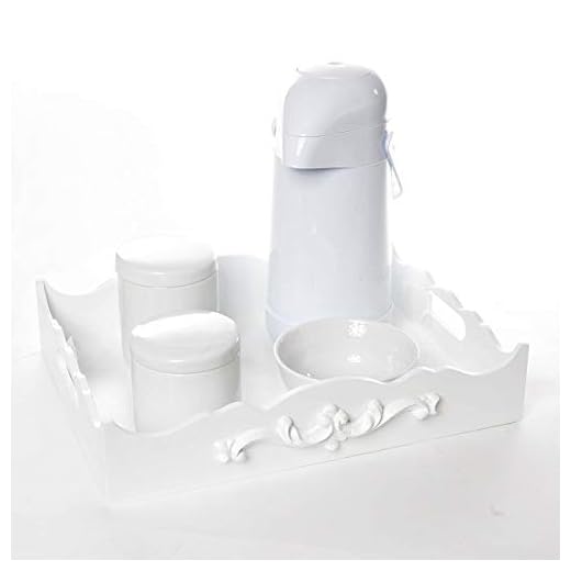 Kit Higiene Resina Arabesco, Quarto Bebê Menina Menino, Potinho de Mel, Branco
