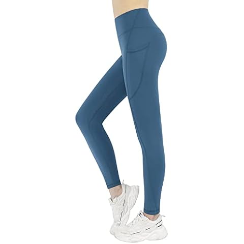 KKB Women's High Waisted Yoga Leggings with Side Pockets,Tummy Control Sports Workout Athletic Running Pants(Midnight blu,XXL) Cover
