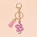 ZOONAI Cute Snake Keychain with Tassel Pendant for Handbags,Glitter Car Keyring Purse Charms for Women (Pink)
