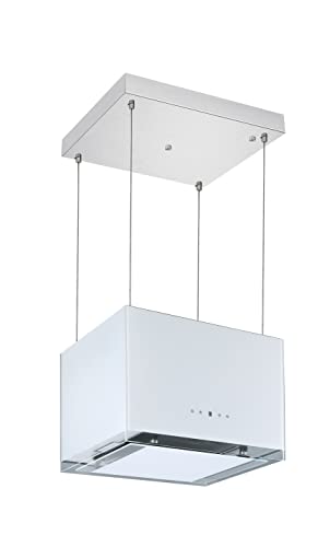 Respekta Centa Dunstabzugshaube/Inselhaube 50 cm/Stahlblech mit Glasumrandung in Weiß/Umluftfunktion / CH11050IW / A+ / 50 – 69 dB