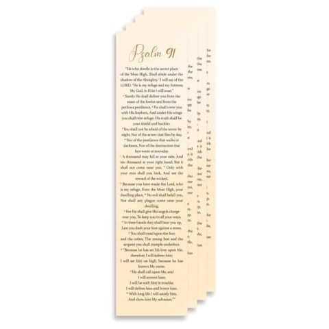Bible Verse Psalm 91 (2"X8") Christian Bookmarks, Christian Bookmark, Page Marker Divider, Christian Gifts for Men Woman Father Mother Faith Hope Encouragement (Pack of 4) Cover