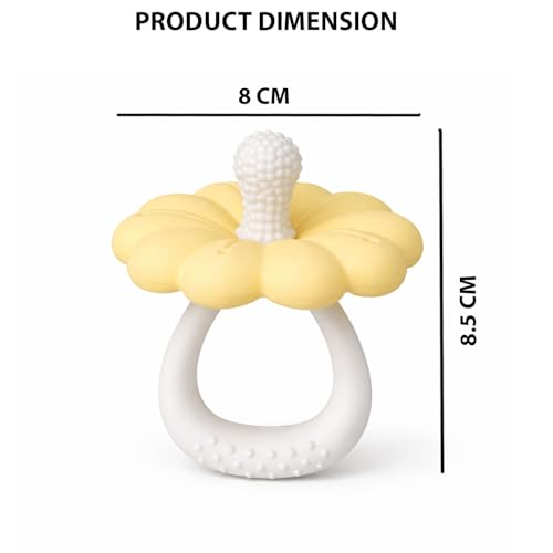 Image of Signamio Silicone Teether for Baby, BPA Free - Food Grade, Non Toxic PVC Free, Easy Grip Handle, Soft Edges, Baby Teethers for 6 to 12 Months, Teethers for 3 to 6 Months, Soft - Yellow