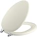 KOHLER K-4701-CP-96 Kathryn Elongated Toilet Seat with Polished Chrome Hinges, Biscuit