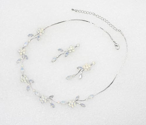 Image of Faship Gorgeous Rhinestone Crystal Floral Necklace Earrings Set