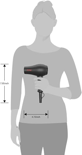 Miniatura 7 de Mini secador de pelo de viaje iónico de cerámica de 1000 vatios para caravana, ligero, 2 ajustes de velocidad con concentrador, color negro