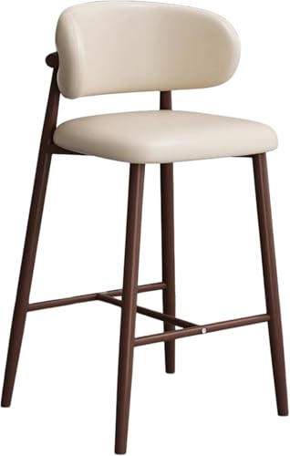 YZYSHA PU Leather Upholstered Tall Bar Stools Kitchen Breakfast with Backrest and Footrest Chairs for Island Pub(Off White,75cm/29.5in)