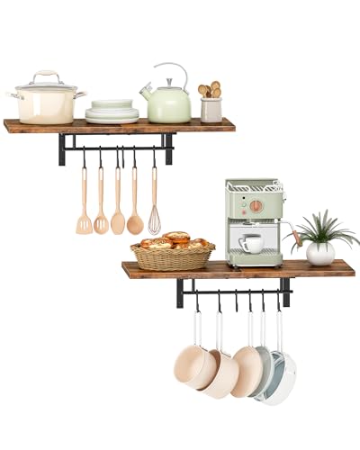 CHOEZON Wall-Mounted Pot Racks, Set of 2 Hanging Pot Rack,