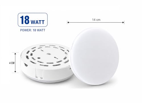 Image of OLIPS LED Bulkhead Moon Light IP54 Waterproof Indoor /Outdoor Wall & Ceiling Light - Weatherproof, Shock Proof, Slim Plastic Surface-Mounted Fixture (18 WATT Round (Cool White), 2)