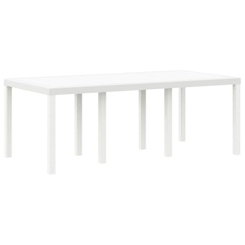 vidaXL Mesa Rectangular Blanca Moderna 2M Muebles de Exterior para 8 Personas Resistente a los Rayos UV Resistente al Agua Montaje Fácil Acabado Mate Ideal para Jardín