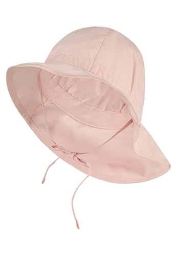 Sterntaler Sonnenhut - Mädchen Sommerhut - UV-Schutz 50+ Mütze mit breiter Krempe und Größenregulierung - Nackenschutz - Bindebänder - Baby Kinder Kopfbedeckung aus Popeline (Bio) - zartrosa, Größe 51