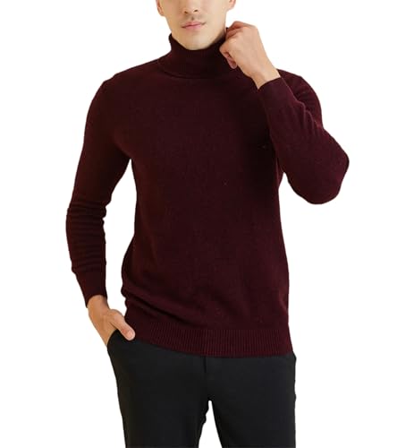 Men’s Turtleneck Wool Sweater Merino Wool Knit Pullover Winter Warm Long Sleeve Korean Style Soft Fashion Pullover