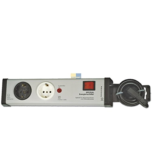 Preisvergleich Produktbild Europart 305320 Kombi-Sicherungs-Schutz Energieverteiler Doppelsteckdose Stromleiste 2fach-Steckdose Strom Anschluss speziell für Waschmaschine und Wäschetrockner