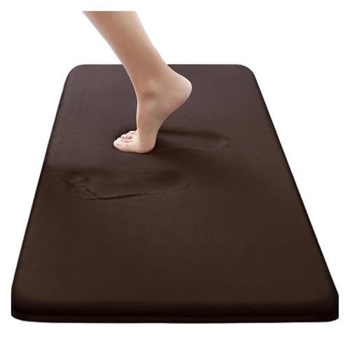 Tapis de bain absorbant grand format tapis de sol WC antidérapant marron - 2