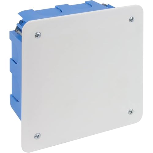Electraline 60390 Boîte de jonction encastrée pour plaques de plâtre IP40 (105x105x50mm) avec couvercle et vis