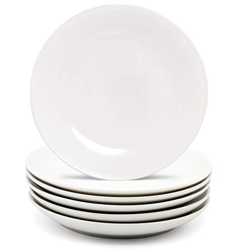 Miicol Durable Porcelain 6-Piece Dessert Plate Set, Elegant White Serving Plates (6-Inch Dessert Plates) #TOP2