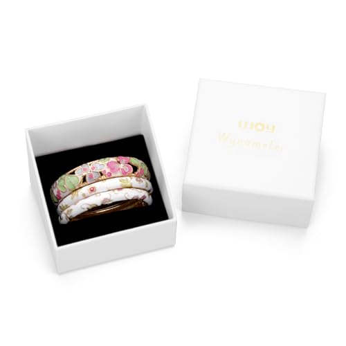 Image of UJOY Womens Multi-colors Cloisonne Bracelet Gold Plated Flower Hollowed Enameled Hinged Cuff Bangles Jewelry Gift 88A10