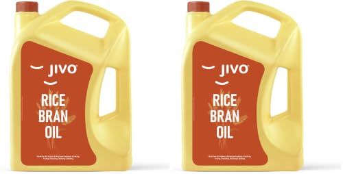 Image of Jivo Rice Bran Oil 4 Litre | Premium Cooking Oil | Rich in Antioxidants | Ideal for Deep Frying, Sauteing & Baking | Chemical-Free (Pack of 2)