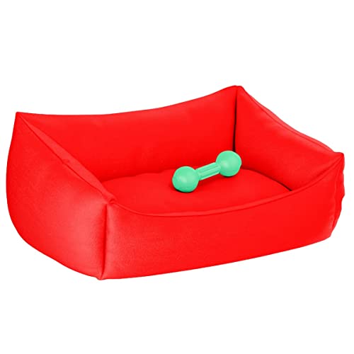 Cama De Cachorro Pet Pequeno Lavável Com Zíper Vermelha Cor:Lisa;Tamanho:M
