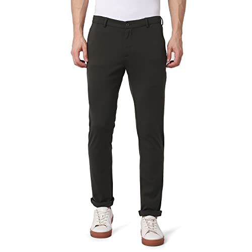 Image of Blackberrys Men's Blue Slim Fit Solid Regular Trousers