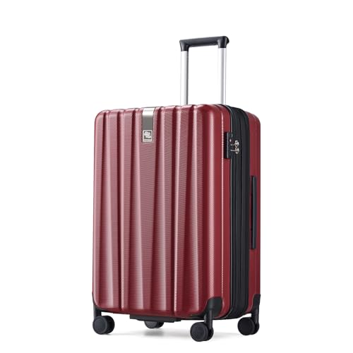 Image of Hanke 24 Inch Expandable Checked Luggage Lightweight PC Hard Case Luggage Suitcases with Wheels TSA Luggage Rolling Large Suitcase Travel Luggage Bag for Go to University(Burgundy)