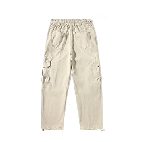 Image of Girls Cargo Pants Kids Pants Khaki Elastic Ankles Wide Leg Teen Streetwear Trendy Jogger Sweatpants