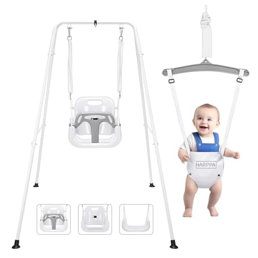 HARPPA 2 in 1 Toddler Swing Set, Foldable Kids Swing & Baby Jumper for Indoor&Outdoor Play, Adjustable Children Swing Set for Toddler Aged 1~5 Years (White)