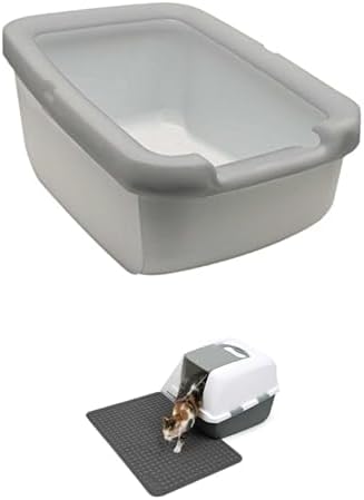 Catit Cat Large Litter Pan + Catit Cat Litter Mat Large Rectangle Non-Slip Litter Trapping Mat