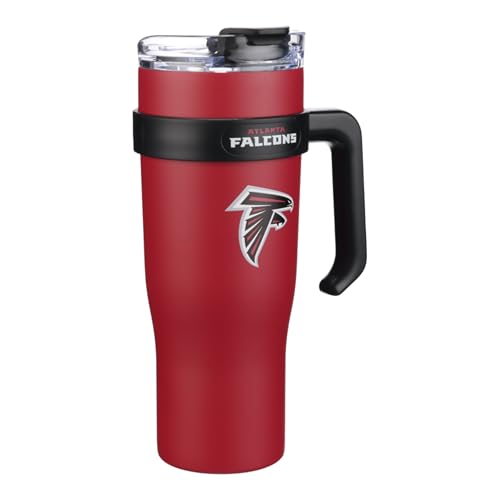 Image of The Memory Company Officially Licensed 46oz Team Color Slim Tumbler with Straw and Handle, Atlanta Falcons