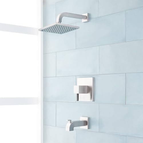 Signature Hardware 449073 Rigi Pressure Balanced Tub and Shower Trim Package - Rough In Included - Brushed Nickel