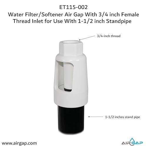 Technical Specs Table for ET115-002 Water Filter Softener Air Gap