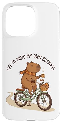 Off To Mind My Own Business Cozy Capybara Ride a Bike �X�}�z�P�[�X iPhone 15 Pro Max �p