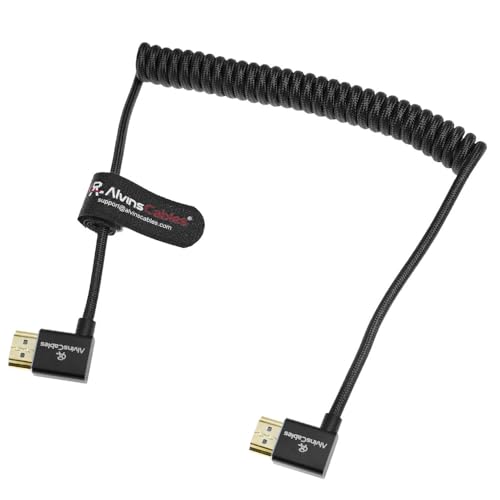 Alvin's Cables Cable HDMI 8K para Atomos Ninja, 2.1 48Gbps 8K@60Hz 4K@120Hz Cable espiral trenzado de alta velocidad para Sony FS5, FS7, BMPCC, Canon C300 C500, Feelworld, ángulo recto a derecho - imagen 6