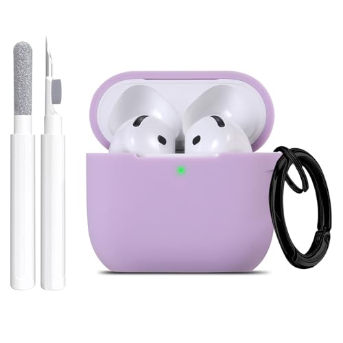 Maxjoy for Apple Airpods 4th Generation Case Cover(2024), Silicone Case with Cleaner Kit & Keychain Compatible Compatible with Airpods 4 case for Women,Men(Lavender Purple)