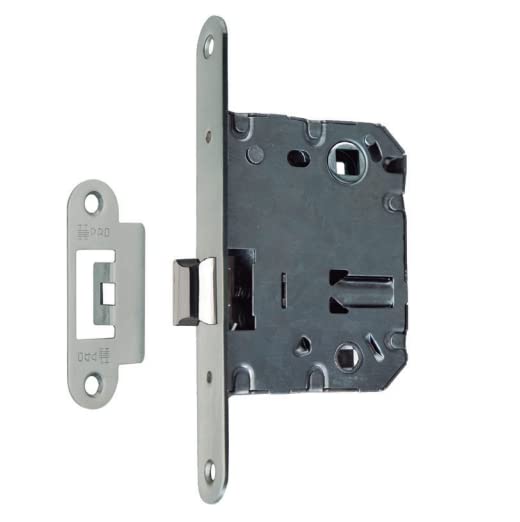 AZERODESIGN-Picaporte puerta interior-Cerradura Puerta Interior-Picaporte Reversible-165x20mm-Pestillo Desplazado 70mm-Canto Redondo-Acabado niquel mate- Material Hierro