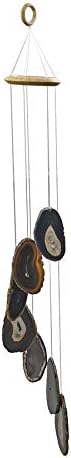 Multi-Color Agate Wind Chime - Seven Multi-Colored Agate slabs (Black)