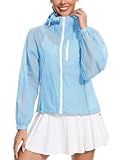 Avoogue UV Jacket Sun Protection for Women Full Zip Cropped Workout Jacket Summer Fashion 2025 Blue XL