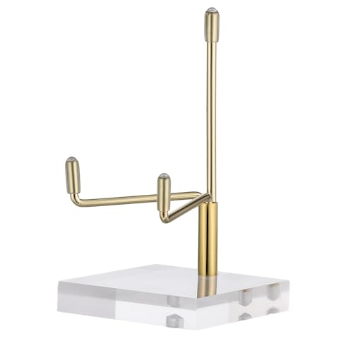 Clear Acrylic Display Stand Holder with Adjustable Metal Arms, Acrylic Crystal Clear Plate Stand Photo Stands Easel Display Stands Small Crystal Holder for Coral Geodes Rock (2 x 2 x 3 Inch)