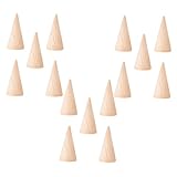 Veemoon 15stücke Unbehandelter Holzkegel Fingerringhalter Diy Rohling Bastelbedarf Aus Holz Für Fingerringständer Schleifarbeiten