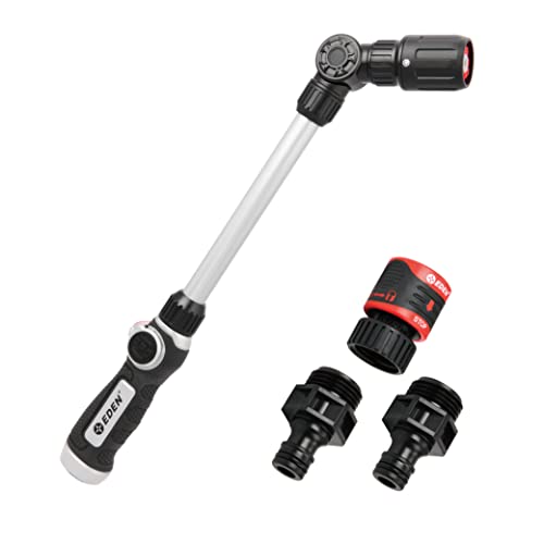 Image of Eden 94621 PRO Metal 18 in. Turbo Watering Wand | 4 Spray Patterns, Thumb-Control Garden Hose Sprayer with Adjustable Head & Quick Connect Set for Lawn, Garden & Outdoor Cleaning