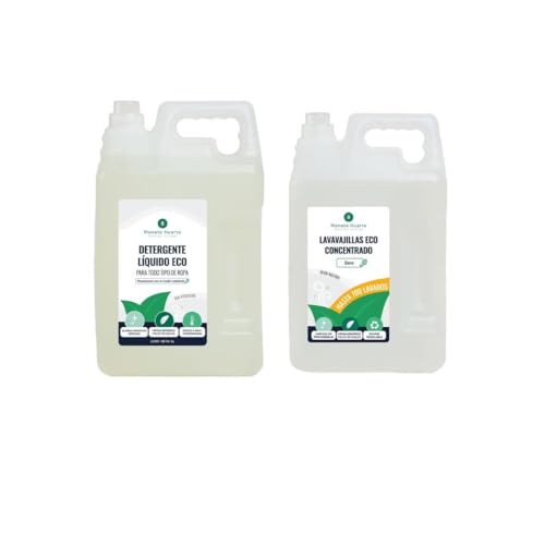 Pack Detergente Lavavajillas Hipoalergénico Sin Perfume ECO -Detergente Lavavajillas Manual 5 Litros + Detergente Líquido Ropa 5 Litros